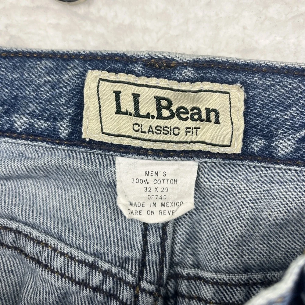 L.L.Bean Jeans Mens 32x29 Blue Classic Fit Straight Leg Denim Cotton 31x27 Chore